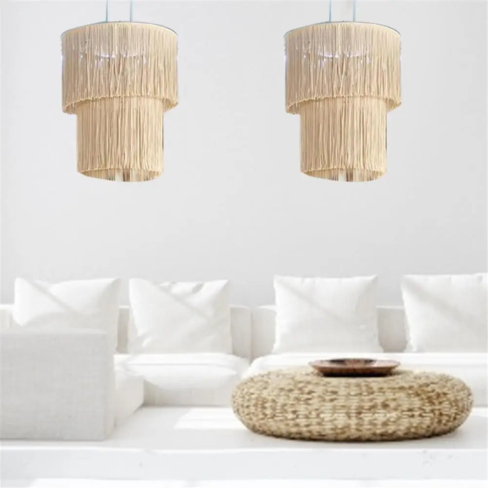 Boho Lamp Shade Elegant Lamp Shade Ceiling Lampshade Pendant Hanging Light Covers Hand Woven Light Shade Nursery Decoration