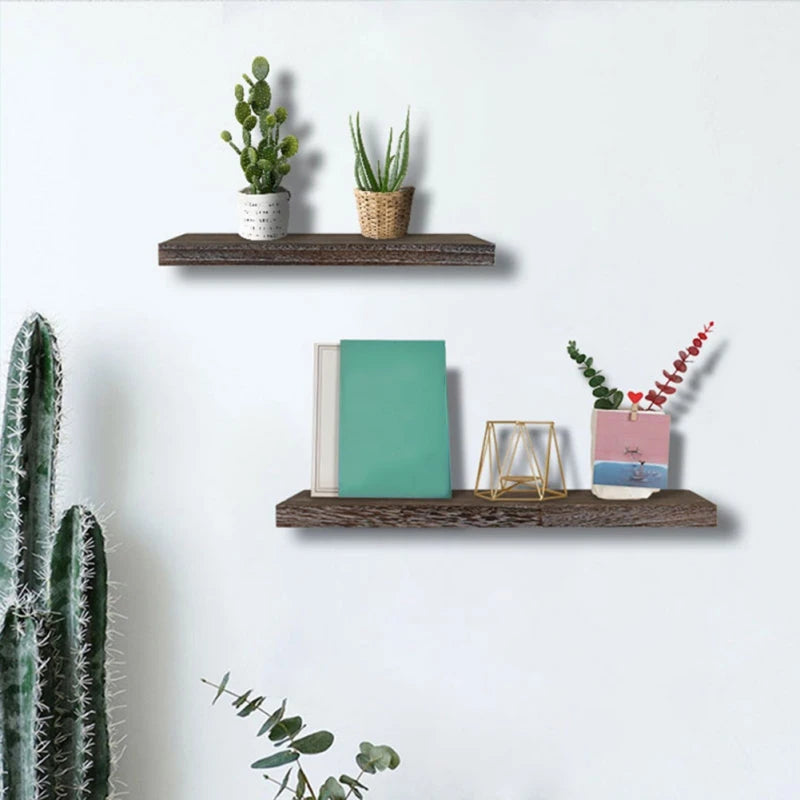 Floating Shelves Tray Bookshelves and Display Bookcase Wall Mounted Rustic Display Rack Wooden Wall Storage Shelf Home Decor