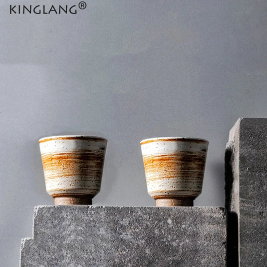 Kinglang Japanese Handmade Teacup Retro Ceramic Cups Drinking Milk Tea Water Cup Dropshipping