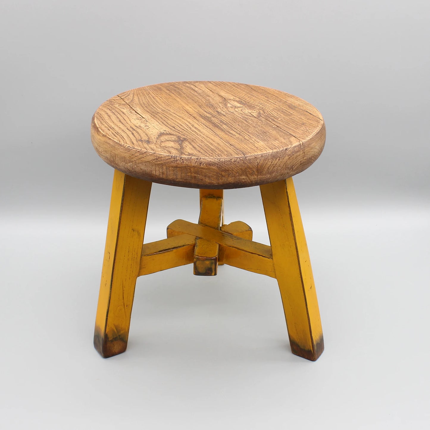 Colorful round stool, newly made stool from reclaimed wood, small side table