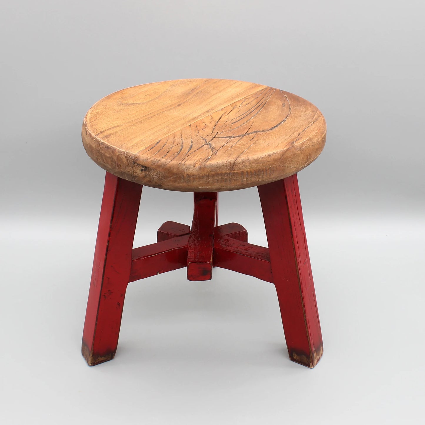 Colorful round stool, newly made stool from reclaimed wood, small side table