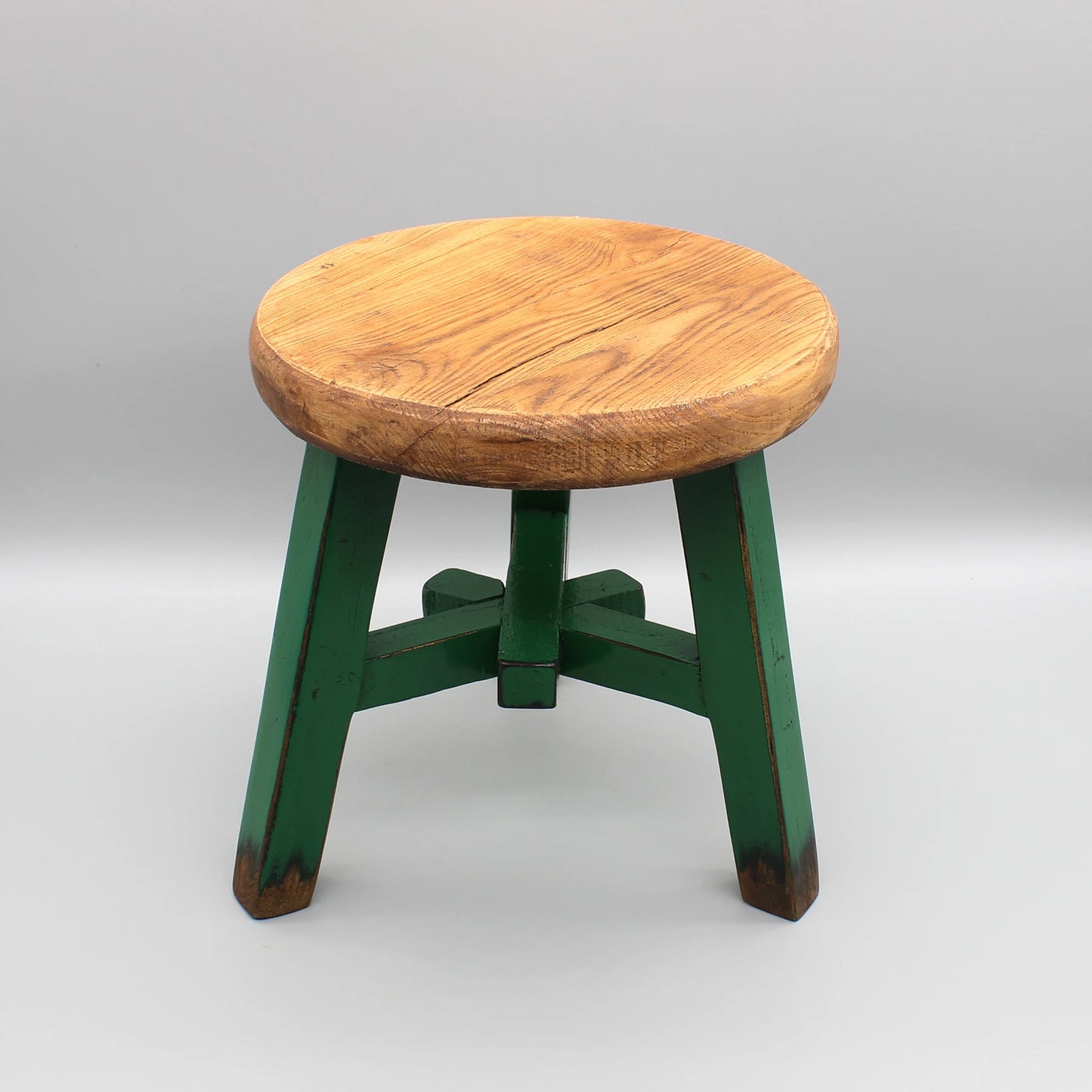 Colorful round stool, newly made stool from reclaimed wood, small side table