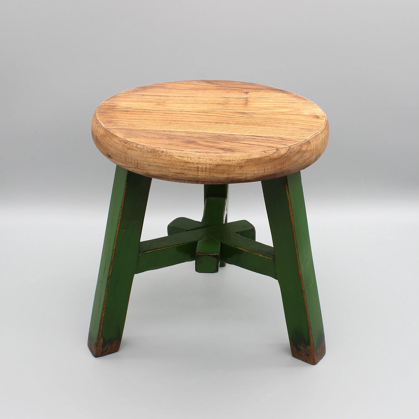 Colorful round stool, newly made stool from reclaimed wood, small side table