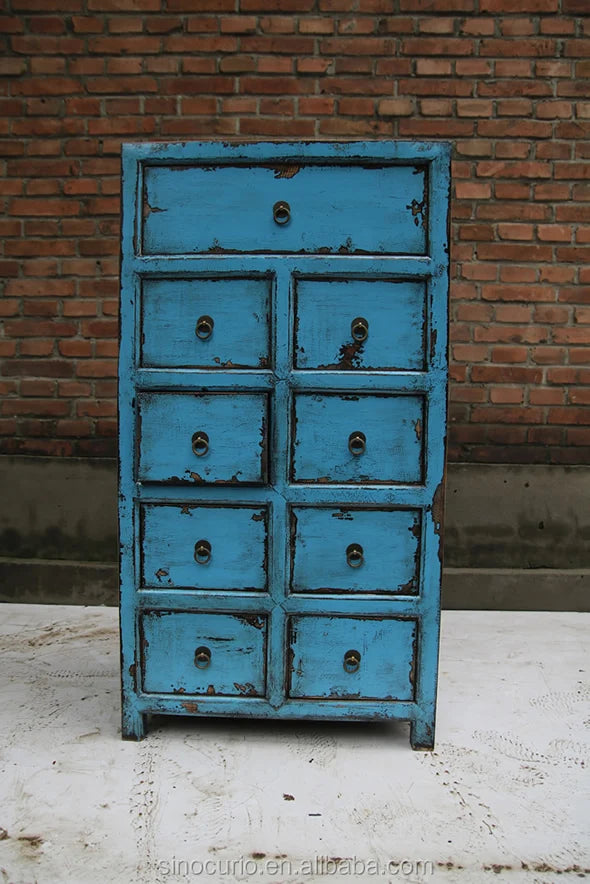 Vintage classical antique furniture reclaimed wood painted drawers cabinet