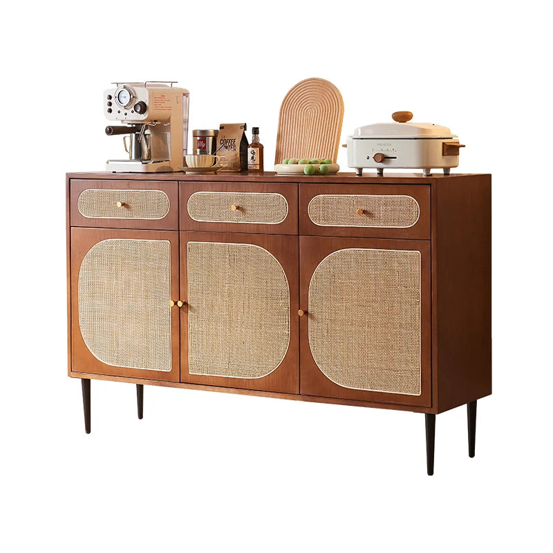 Restaurant Wood Sideboard Cabinets Nordic Household Rattan Storage Living Room Cabinets Retro Tea Cabinet Gabinete Furniture