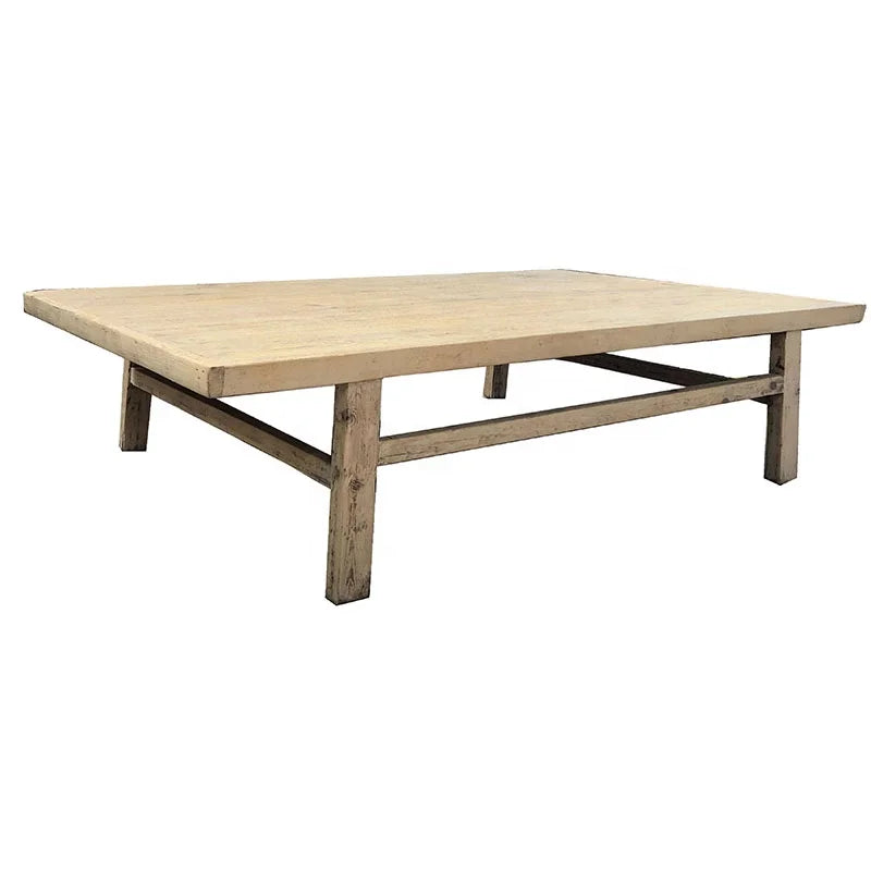 Hot sale farmhouse industrial style storage shelf center tea table antique natural reclaimed wooden sofa coffee table