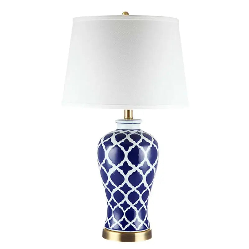 Classical Blue Ceramic Lamp Bedroom Bedside Table Lighting Living Room Study Home Decor Blue and White Porcelain Desk Lamp