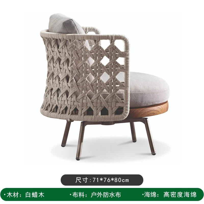 Rattan Garden Curved round Single Balcony Solid Wood Designer Outdoor Villa Rattan Chair Furniture