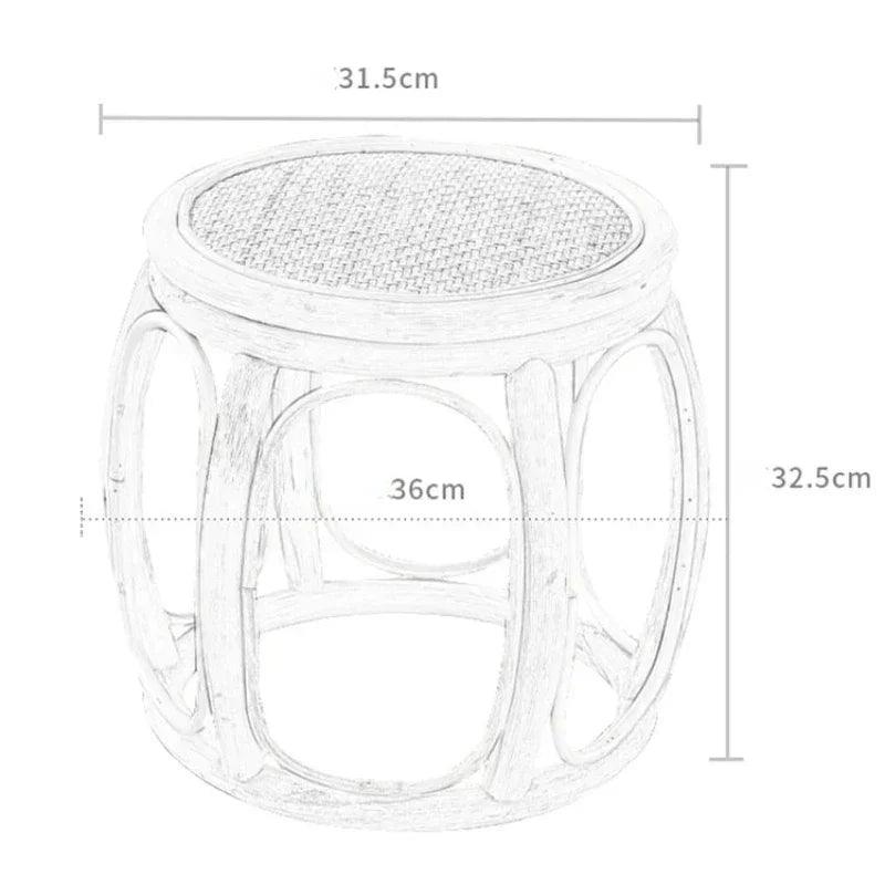 Furniture Rattan Woven Circular Stool Mobile Living Room Hallway Entrance Changing Shoes Bench Creative Plant Vine Drum Stools