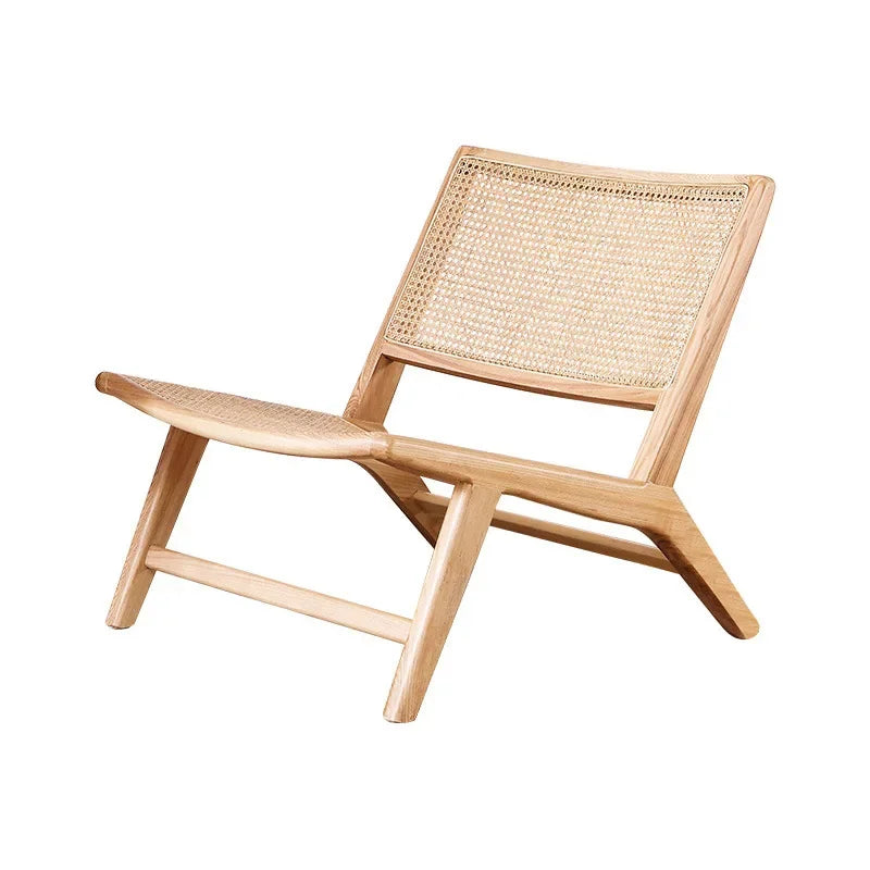 Nordic rattan chair retro balcony net red single sofa chair solid wood medieval furniture old Japanese leisure chair