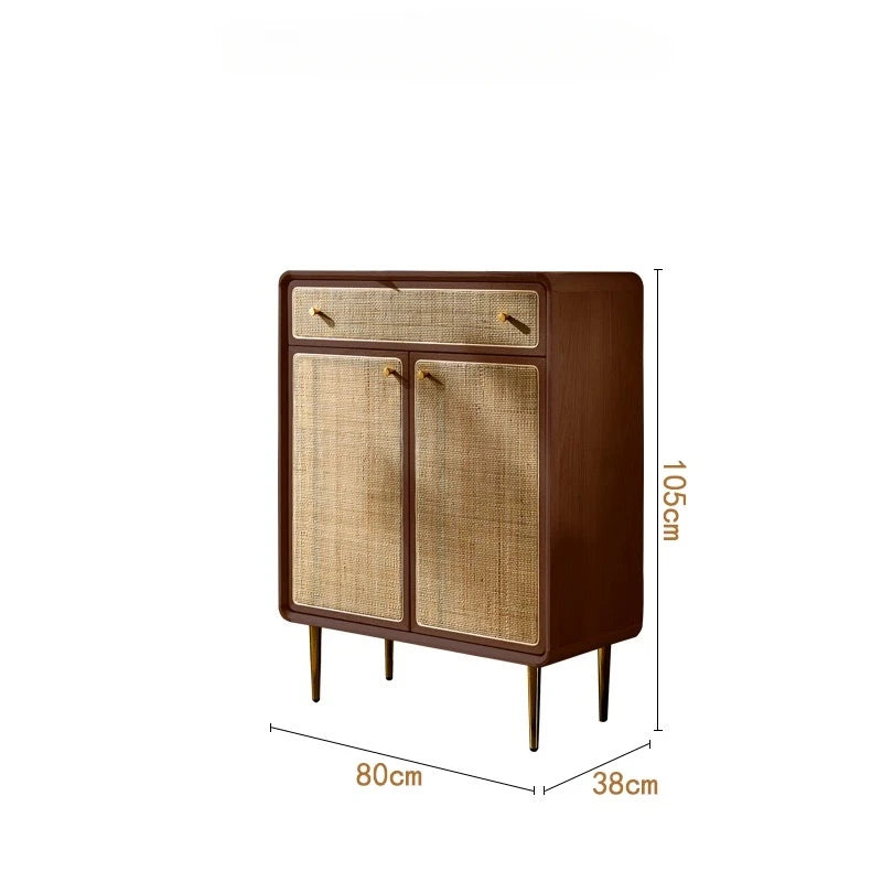 Retro Wood Rattan Cabinet Living Room Entrance Home Storage Cabinet Sideboard Showcases Muebles Para El Hogar Furniture