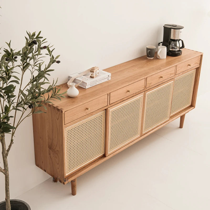 Sideboard Rattan Cabinets Nordic Japanese Wood Living Room Cabinets Designer Multifunctional Gabinete Furniture Living Room