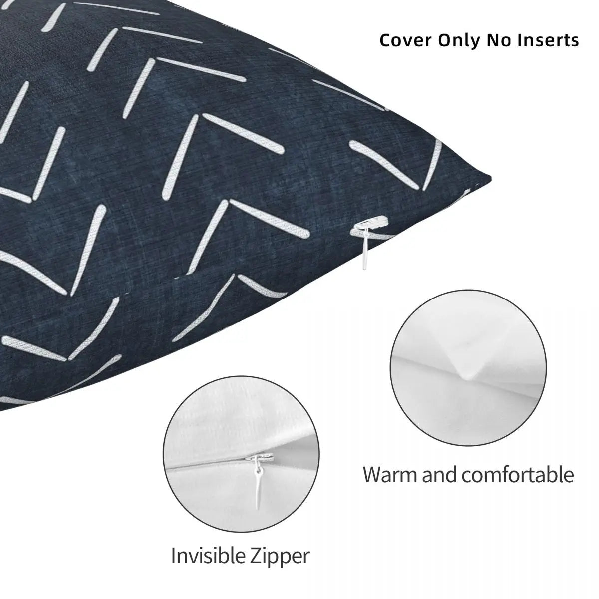 Boho Big Arrows In Navy Square Pillowcase Polyester Linen Velvet Printed Zip Decor Pillow Case Car Cushion Cover