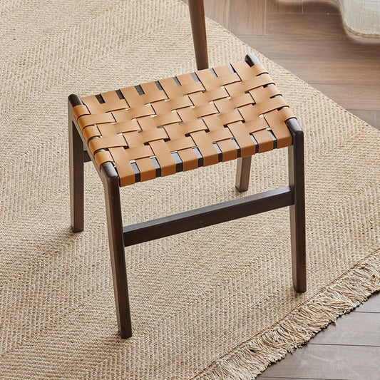 Simple Rattan Woven Square Stool Kitchen Comfortable Breathable Seat Living Room Furniture Makeup Chair Household Porch Bench