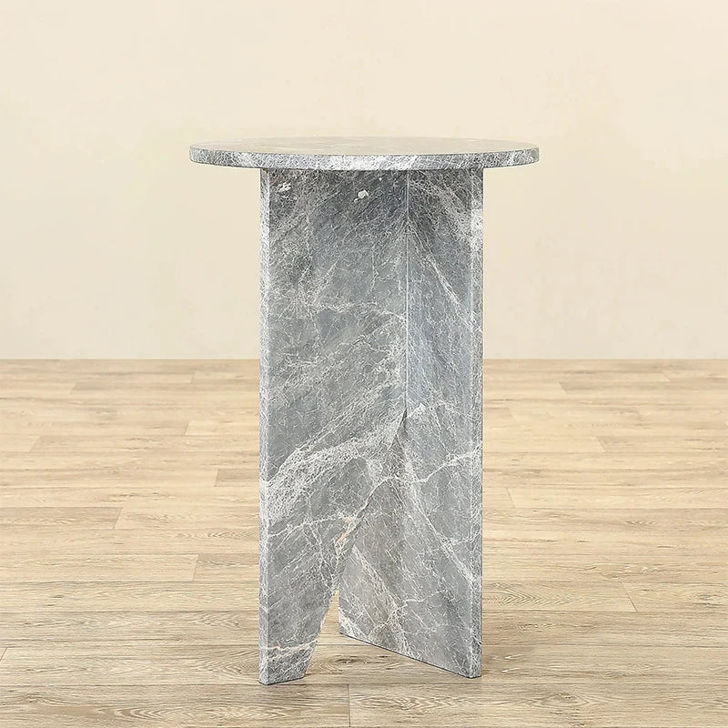 Nordic Light Luxury Style Natural Marble Side Table Creative Simplicity Round Edge Table Home Art Coffee Table Size 40x40x55cm