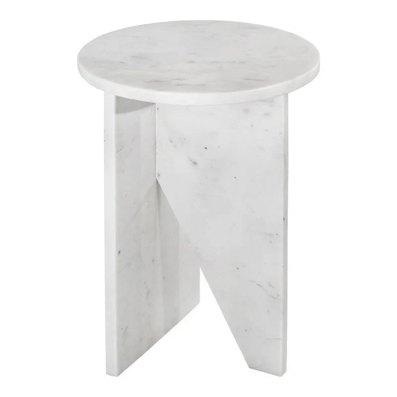 Nordic Light Luxury Style Natural Marble Side Table Creative Simplicity Round Edge Table Home Art Coffee Table Size 40x40x55cm