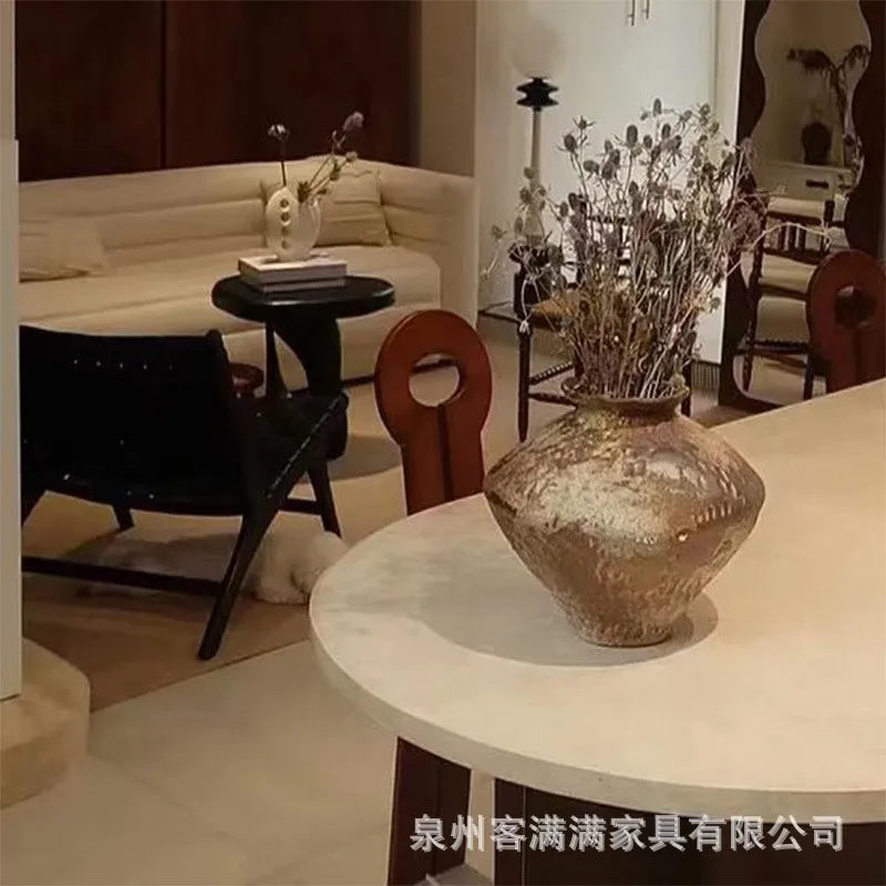 Nordic Luxury Dining Table Modern Simple European Oval Dining Table Art Marble Conjuntos  Kitchen Furniture