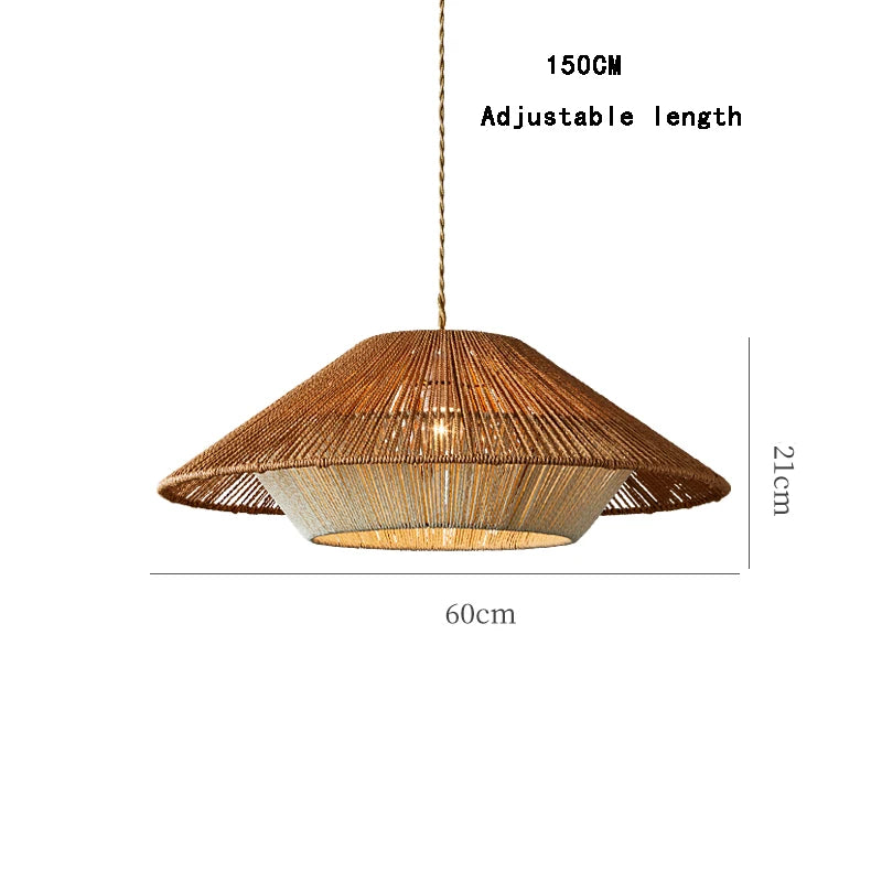 Retro Hemp Rope Rattan Chandelier