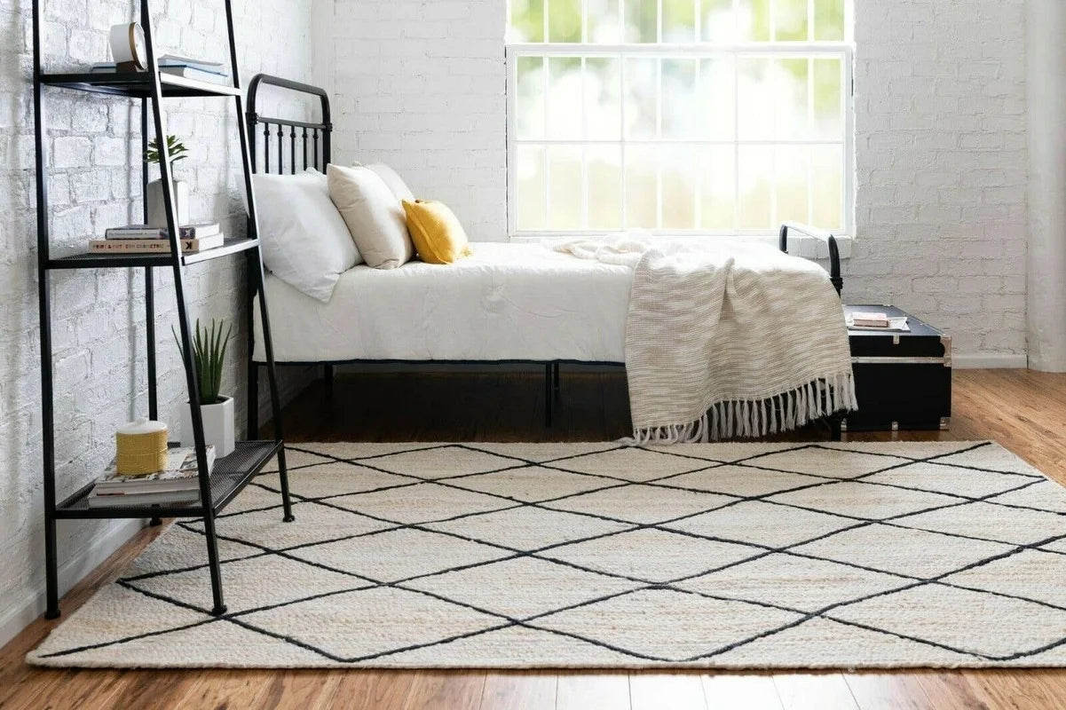 Jute Rug Handmade Reversible Runner Carpet 100% Jute Cotton Living Modern Area Rugs