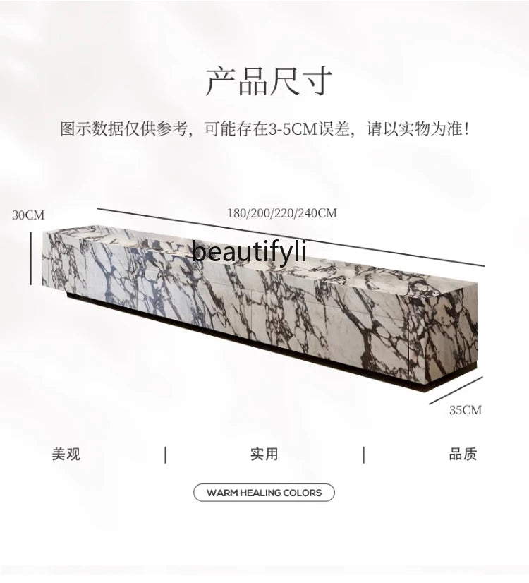 French TV Cabinet Marbling Stone Plate Modern Light Luxury Coffee Table TV Cabinet Combination furniture