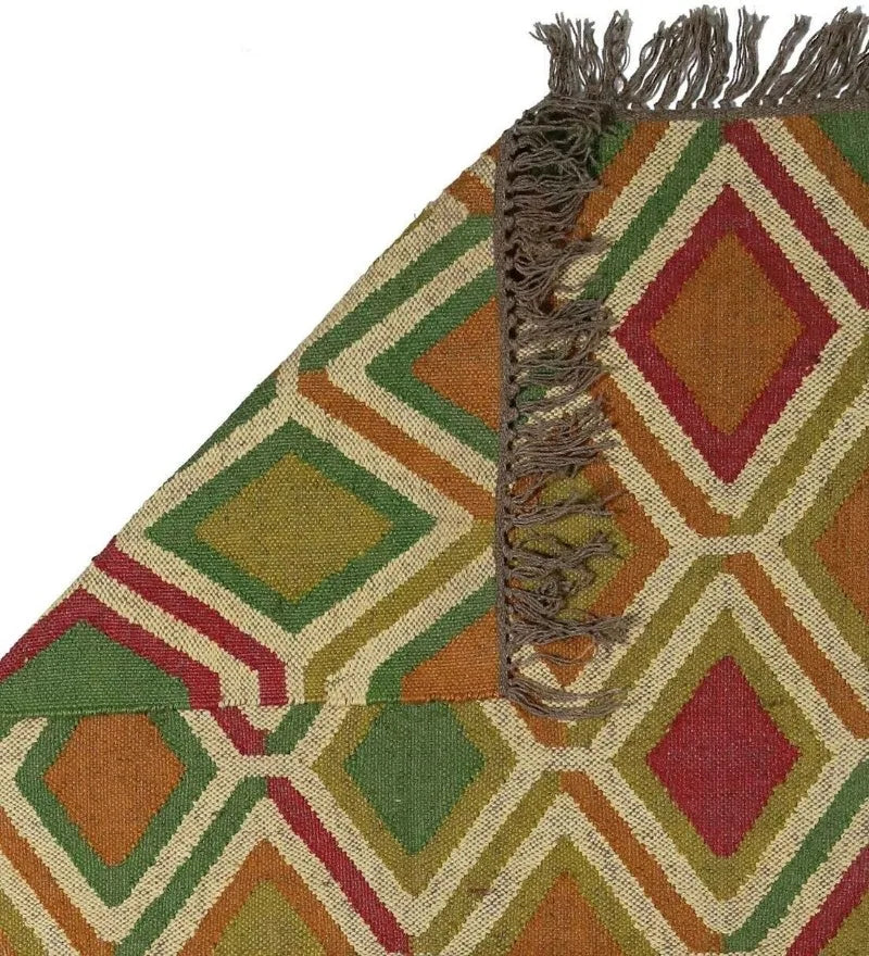 Rug Natural Jute Wool Carpet Handwoven Tassel Decoration Rectangle Colorful Area Rugs