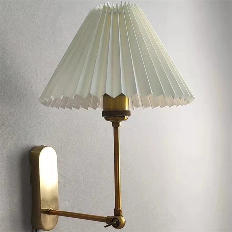 Modern Simple Wall Lamps LED Origami Lampshade Rotatable Lamp Pole Wall Light Mirror Beside Bedroom Lamp Living Room Decoration