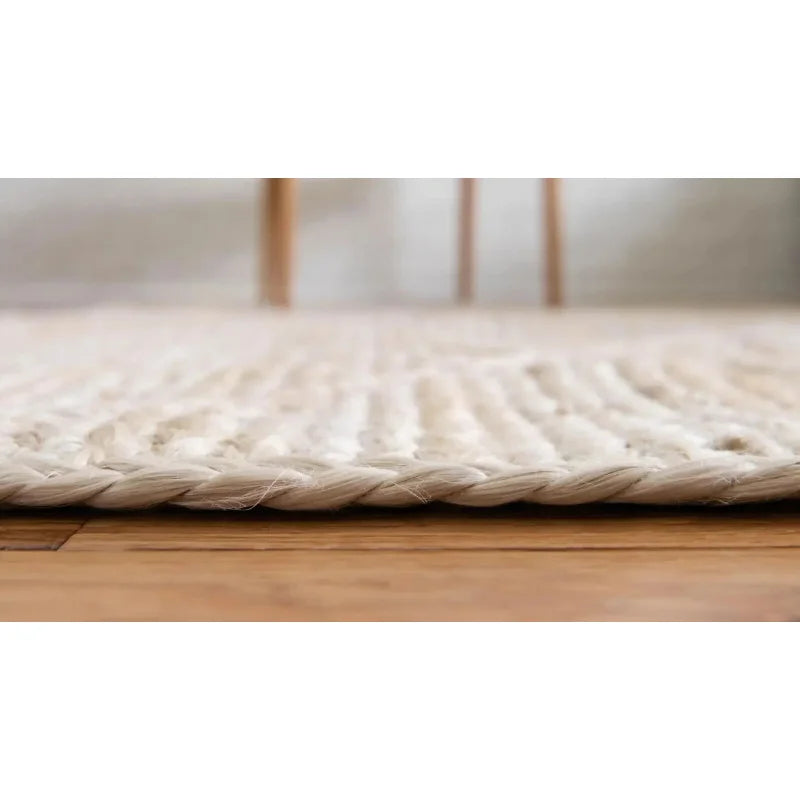 Rug Jute White Dye Hand Braided living Room Kitchen Farmhouse Floor Runner Rug