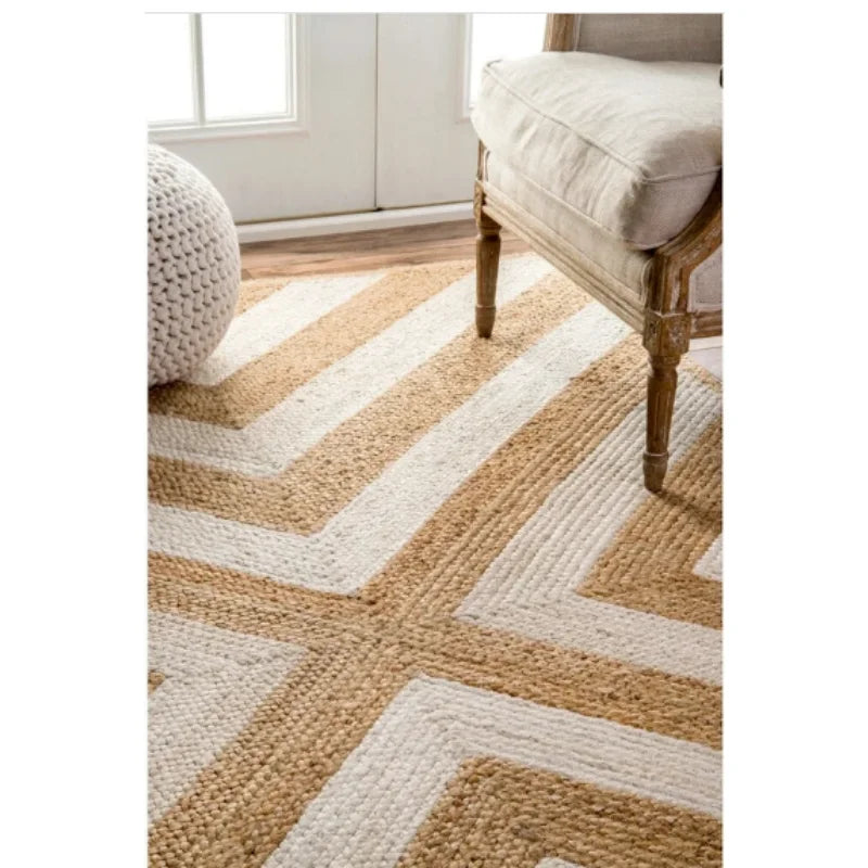 Rugs Jute Handmade Braided Reversible Runner Carpet Rustic Modern Area Rugs