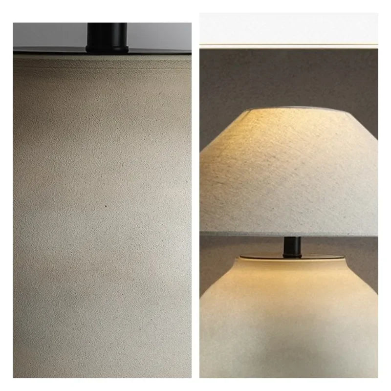 Nordic Ceramic Desk Lamp Fabric Art Lampshade LED Lights for Living Room Decor Sofa Study Bedroom Bedside Table Lighting Fixture