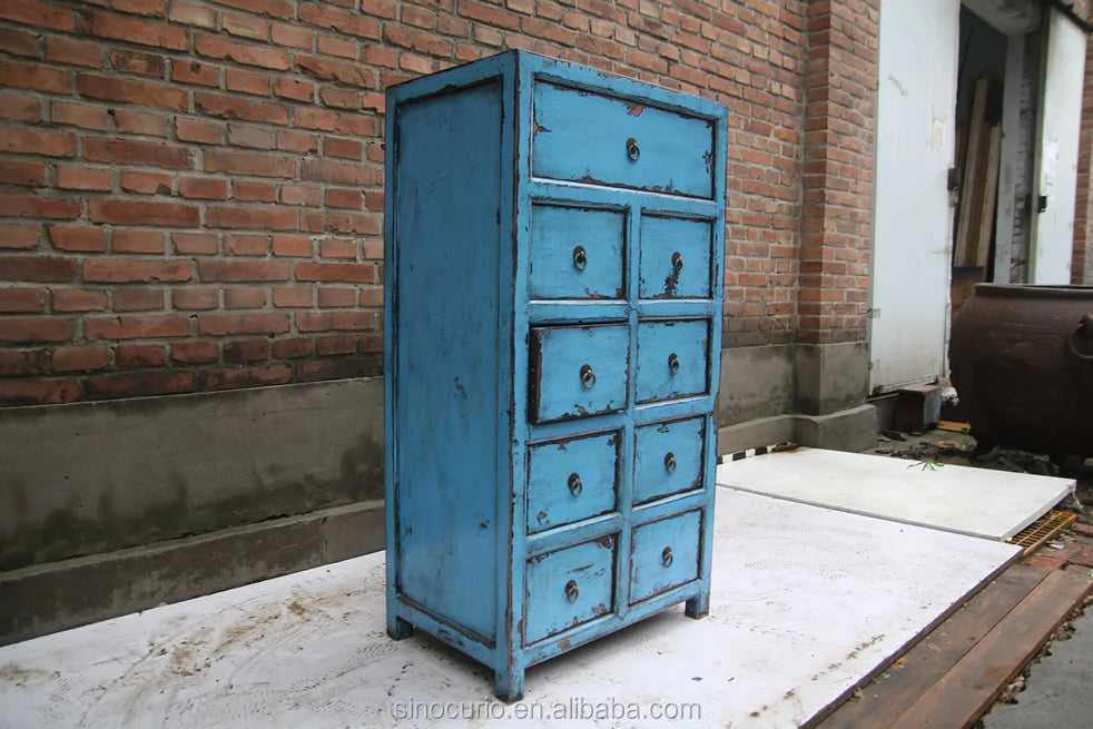 Vintage classical antique furniture reclaimed wood painted drawers cabinet