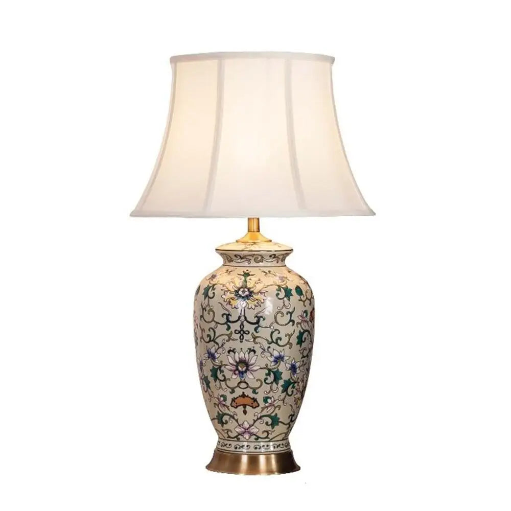 Classical Ceramic Table Lamp American Room Decor Table Lamp For Bedroom Bedside European Retro Pattern Desk Lamp Light Fixture