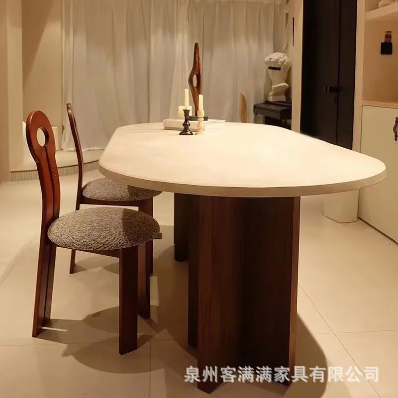 Nordic Luxury Dining Table Modern Simple European Oval Dining Table Art Marble Conjuntos  Kitchen Furniture