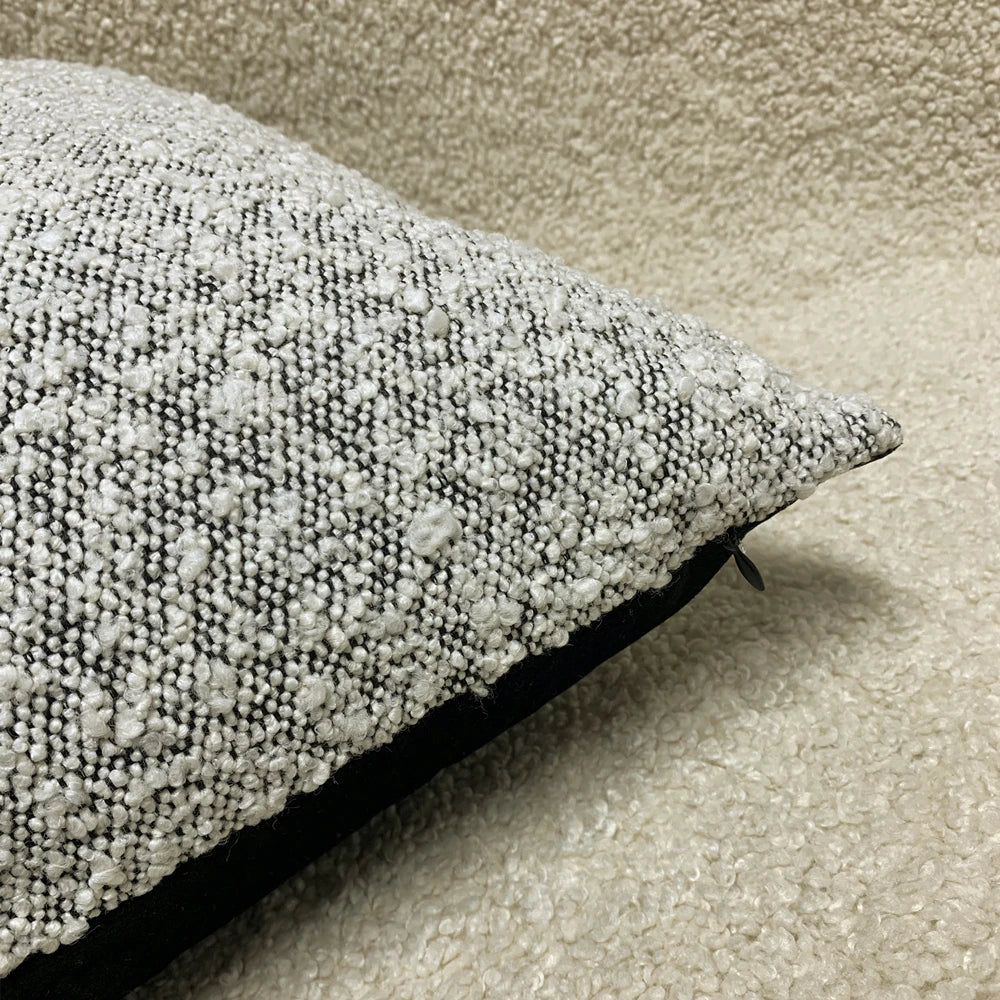 Solid Grey White Boucle Pillow Case Loop Yarns Soft Warm Winter Sofa Cushion Cover Black Velvet Home 18x18" 1 Pc Pack