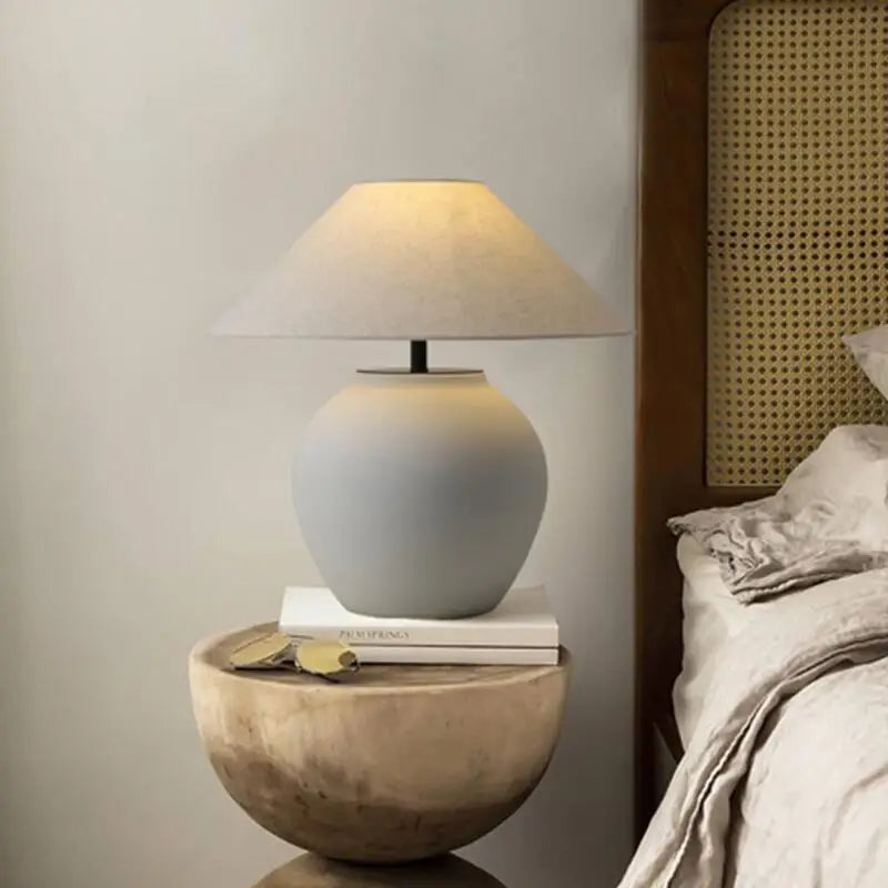 Wabi-sabi Style Room Decoration Ceramic Table Lamp Simple Retro Bedroom Bedside sofa Side Cabinet Lighting Ornaments Desk Lamp