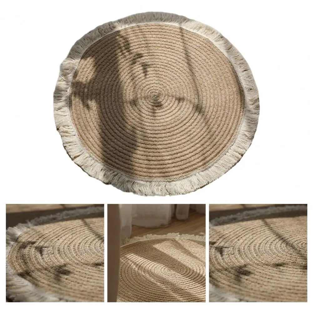 Useful Floor Carpet Durable Non-slip Jute Tassel Woven Carpets Floor Rug Prayer Mattress