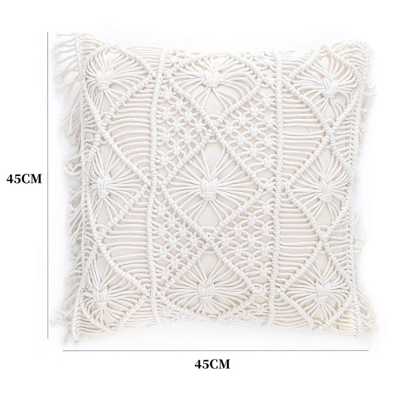 1 Set Of 2 Pillow Cover Boho Cushion Cover Lace Pillowcase Cotton Decorative Fringe