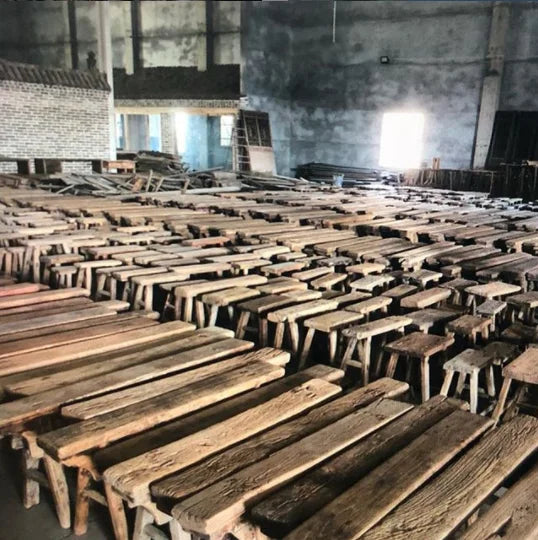 Chinese Antique Reclaimed Wood Three Drawers Natural Computer Writing Table