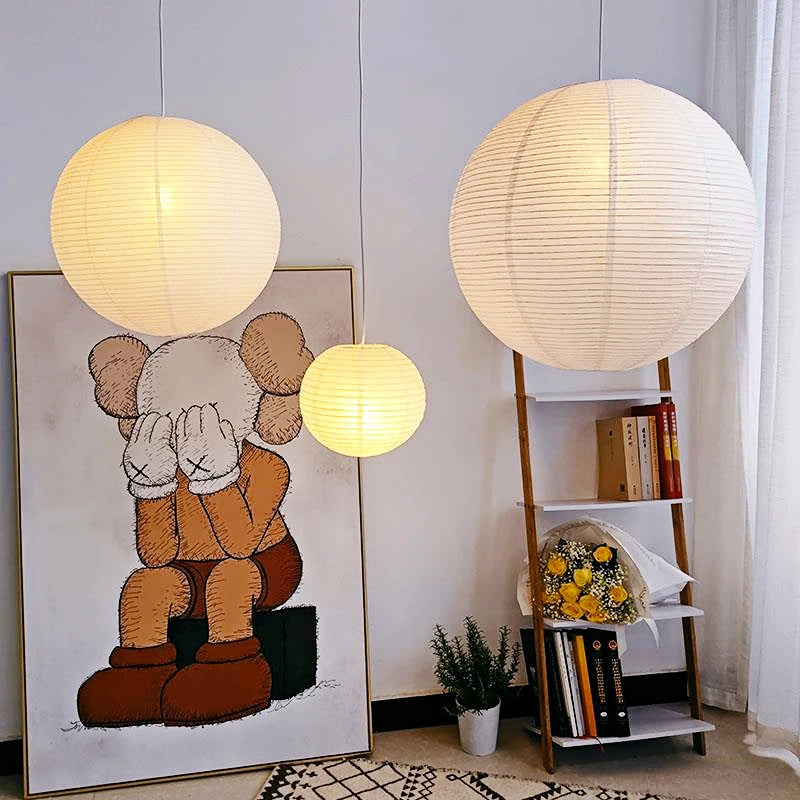 Japanese Modern Noguchi Yong Pendant Light  LED Akari Rice Paper Hanging Lamp E27 Wabi-sabi Ceiling Chandelier Home Restaurant