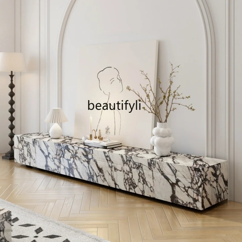 French TV Cabinet Marbling Stone Plate Modern Light Luxury Coffee Table TV Cabinet Combination furniture