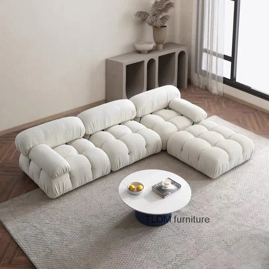 Lambswool Minimalist White Sofa Modular Floor Reading Module Living Room Sofa Straight Comfort Divani Soggiorno Home Furniture