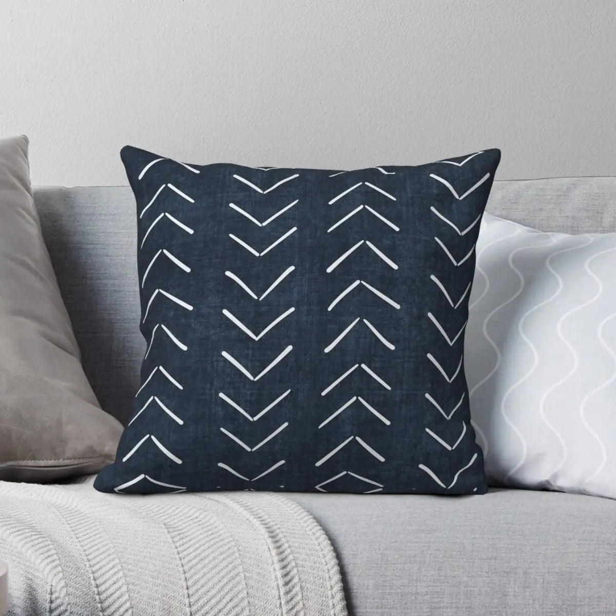 Boho Big Arrows In Navy Square Pillowcase Polyester Linen Velvet Printed Zip Decor Pillow Case Car Cushion Cover