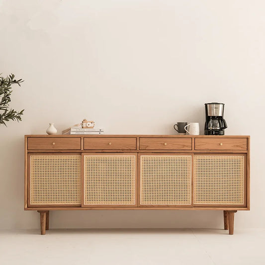 Sideboard Rattan Cabinets Nordic Japanese Wood Living Room Cabinets Designer Multifunctional Gabinete Furniture Living Room