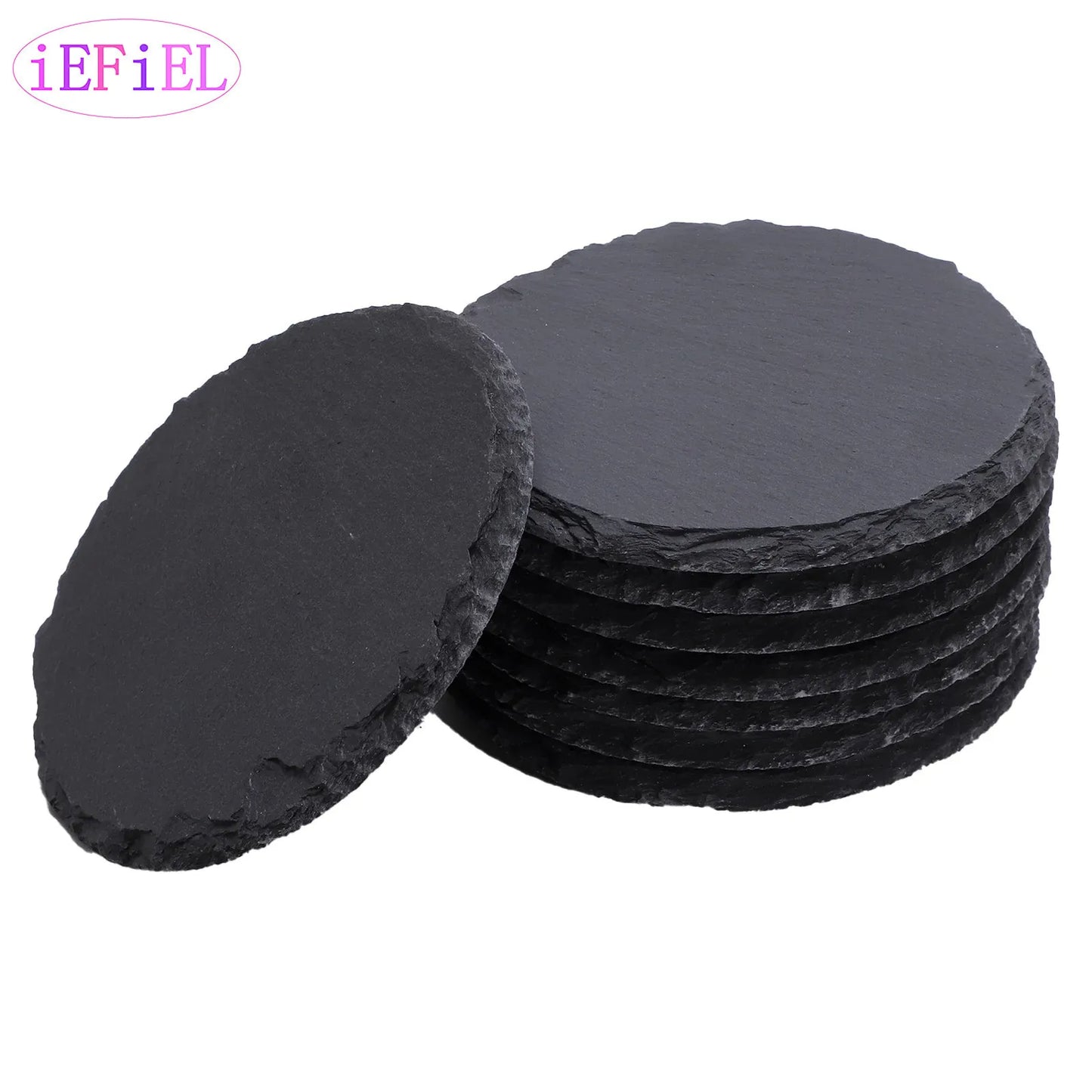 Slate Drink Coaster Rustic Black Stone Coasters Bulk with Anti-Scratch Bottom for Drink Coffee Bar Kitchen Home Engraving