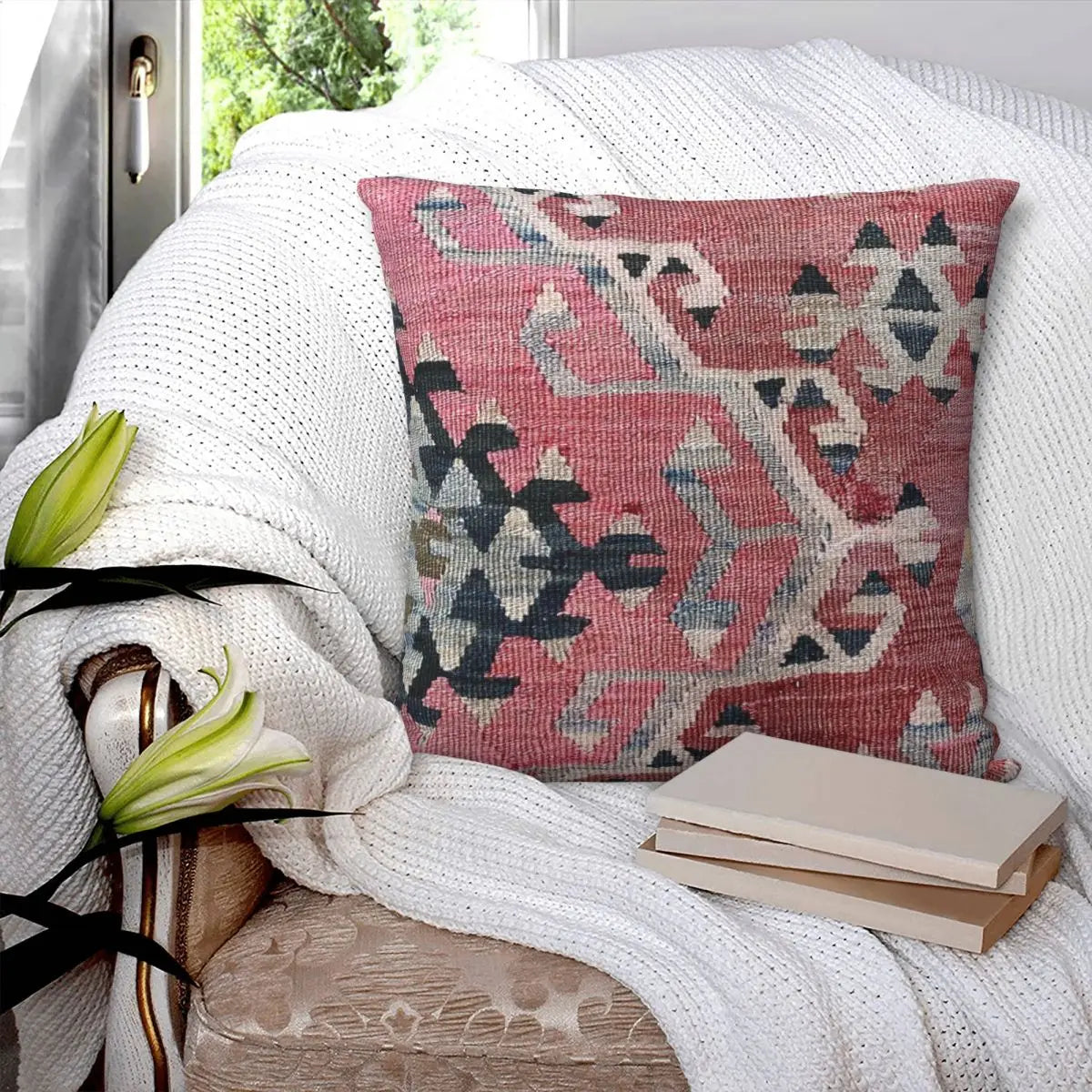 Navajo Weave, Woven Textile, Persian Carpet, Decorative Kilim, Retro Boho Pillow Case Pillow Cover Kids Big Size Cushions