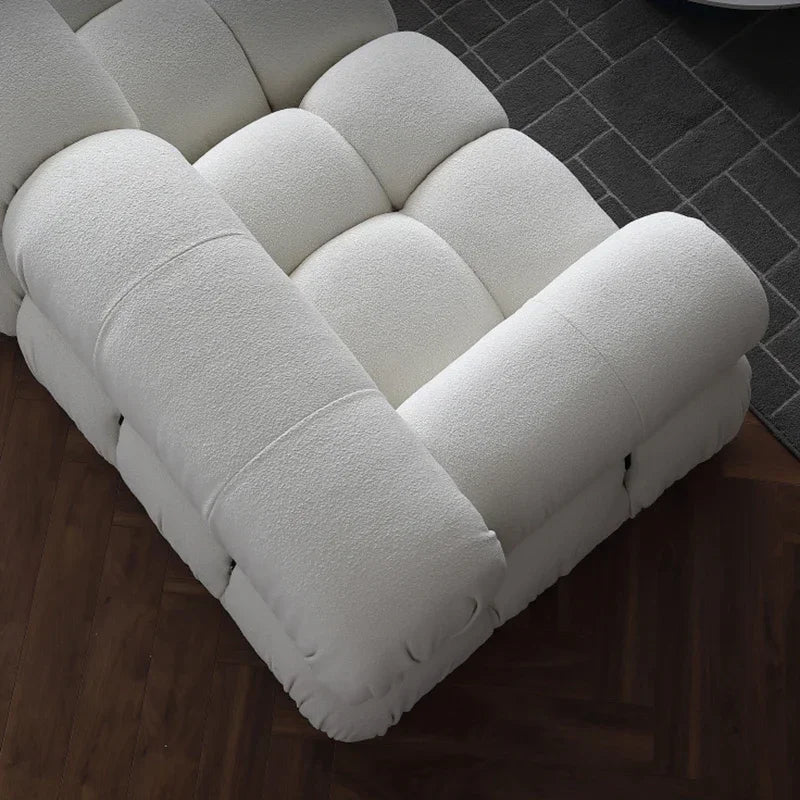 Lambswool Minimalist White Sofa Modular Floor Reading Module Living Room Sofa Straight Comfort Divani Soggiorno Home Furniture