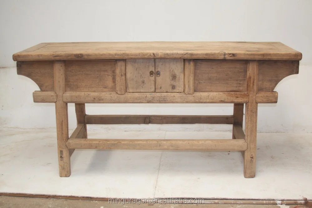 Antique classic natural reclaimed solid wood natural drawers cabinet sideboard