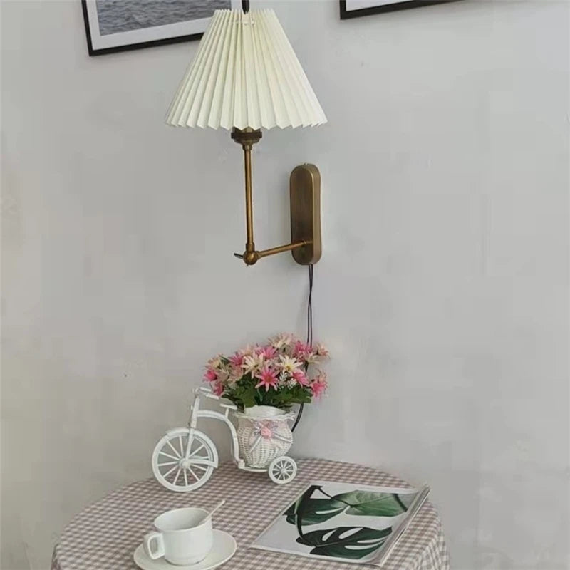 Modern Simple Wall Lamps LED Origami Lampshade Rotatable Lamp Pole Wall Light Mirror Beside Bedroom Lamp Living Room Decoration