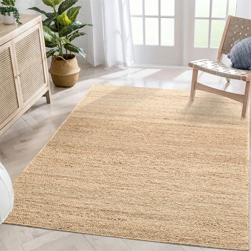 Living Room Carpet Natural Jute Traditional Hand Knitting Bedroom Rug Minimalism Home Decoration Soft Wear Resistant Durable Mat