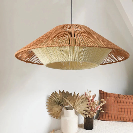 Retro Hemp Rope Rattan Chandelier