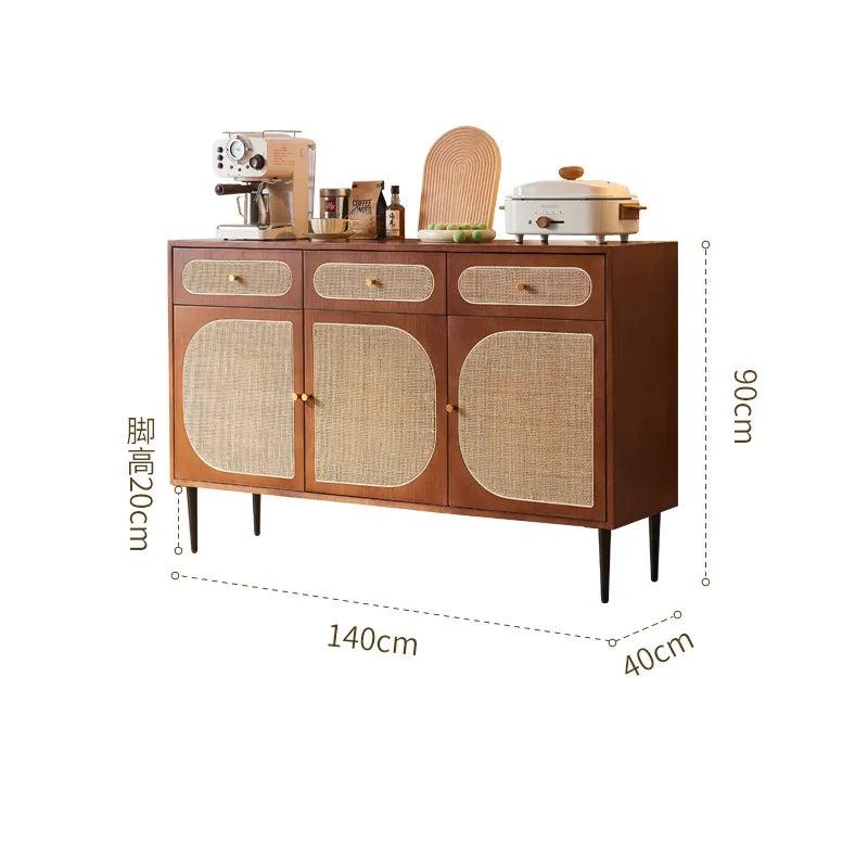 Restaurant Wood Sideboard Cabinets Nordic Household Rattan Storage Living Room Cabinets Retro Tea Cabinet Gabinete Furniture